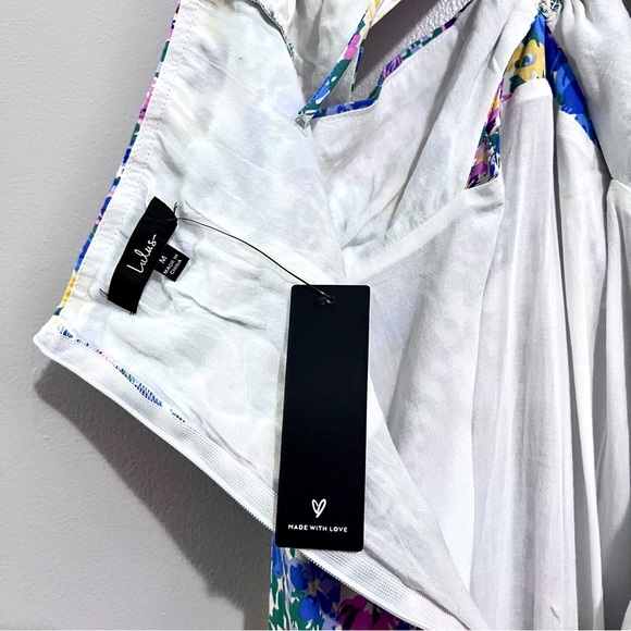 NWT Lulus Stun the Sun Blue Multi-Floral Drawstring Halter Midi Dress MSRP$88 - Picture 15 of 16